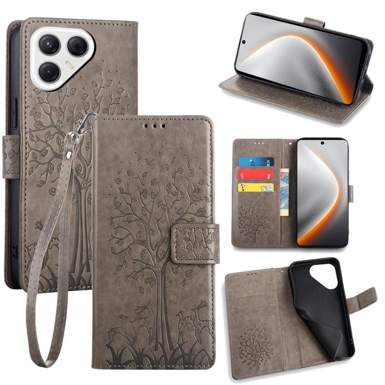 Tree & Deer Embossed Leather Phone Case, For Tecno Pova Curve 2 5G, For Tecno Camon 50 Pro 4G, For Tecno Camon 50 4G, For Tecno Pova Slim 5G, For Tecno Pova 7 Pro 5G, For Tecno Pova 7 5G, For Tecno Spark 40 Pro+ 4G, For Tecno Spark 40 Pro 4G           ...