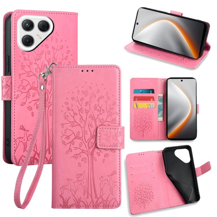 Tree & Deer Embossed Leather Phone Case, For Tecno Pova Curve 2 5G, For Tecno Camon 50 Pro 4G, For Tecno Camon 50 4G, For Tecno Pova Slim 5G, For Tecno Pova 7 Pro 5G, For Tecno Pova 7 5G, For Tecno Spark 40 Pro+ 4G, For Tecno Spark 40 Pro 4G           ...