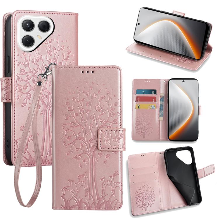 Tree & Deer Embossed Leather Phone Case, For Tecno Pova Curve 2 5G, For Tecno Camon 50 Pro 4G, For Tecno Camon 50 4G, For Tecno Pova Slim 5G, For Tecno Pova 7 Pro 5G, For Tecno Pova 7 5G, For Tecno Spark 40 Pro+ 4G, For Tecno Spark 40 Pro 4G           ...