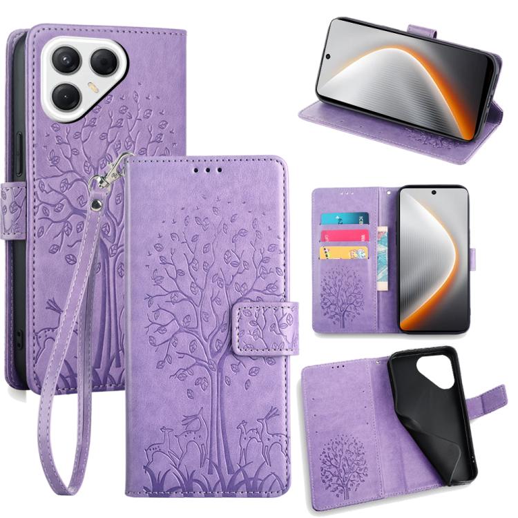 Tree & Deer Embossed Leather Phone Case, For Tecno Pova Curve 2 5G, For Tecno Camon 50 Pro 4G, For Tecno Camon 50 4G, For Tecno Pova Slim 5G, For Tecno Pova 7 Pro 5G, For Tecno Pova 7 5G, For Tecno Spark 40 Pro+ 4G, For Tecno Spark 40 Pro 4G           ...