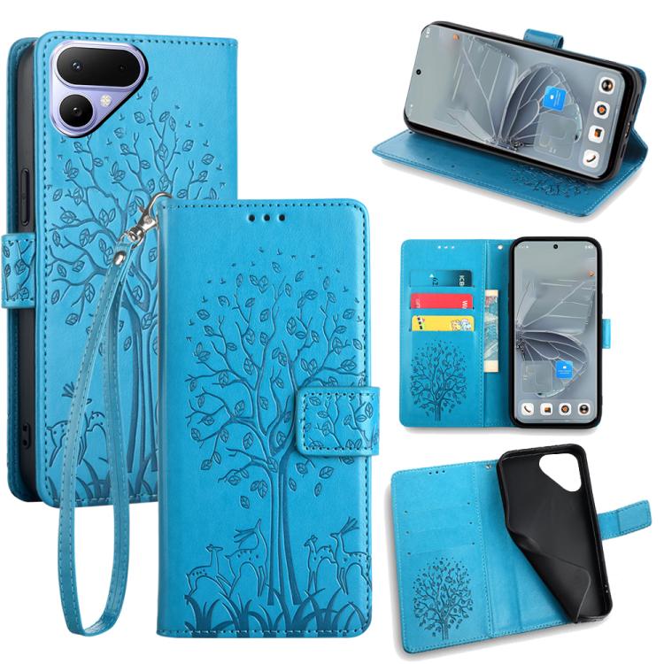 Tree & Deer Embossed Leather Phone Case, For Tecno Pova Curve 2 5G, For Tecno Camon 50 Pro 4G, For Tecno Camon 50 4G, For Tecno Pova Slim 5G, For Tecno Pova 7 Pro 5G, For Tecno Pova 7 5G, For Tecno Spark 40 Pro+ 4G, For Tecno Spark 40 Pro 4G           ...