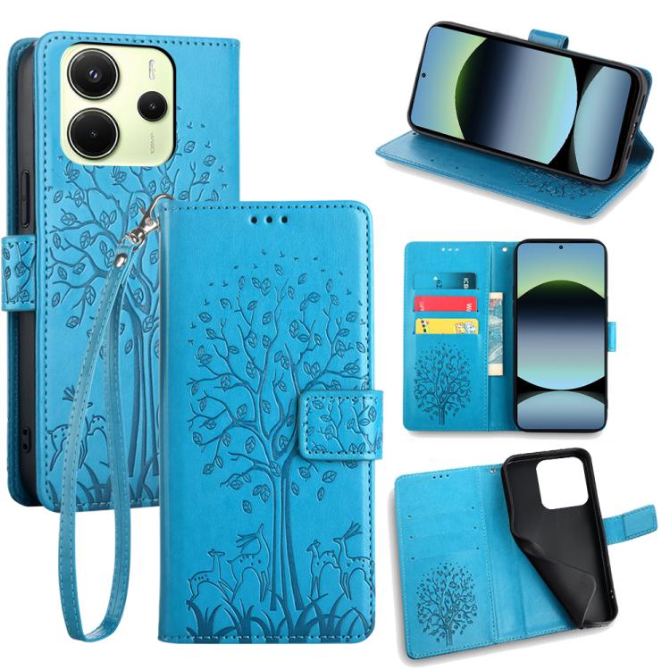 Tree & Deer Embossed Leather Phone Case, For Redmi A7 Pro 171mm / Poco C85x 5G, For Redmi Turbo 5 Max 5G / Poco X8 Pro Max 5G, For Redmi Turbo 5 5G / Poco X8 Pro 5G, For Redmi K90 Pro Max / Poco F8 Ultra, For Redmi Note 15 Pro 4G 163.32mm              ...