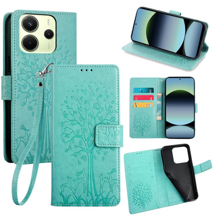 Tree & Deer Embossed Leather Phone Case, For Redmi A7 Pro 171mm / Poco C85x 5G, For Redmi Turbo 5 Max 5G / Poco X8 Pro Max 5G, For Redmi Turbo 5 5G / Poco X8 Pro 5G, For Redmi K90 Pro Max / Poco F8 Ultra, For Redmi Note 15 Pro 4G 163.32mm              ...