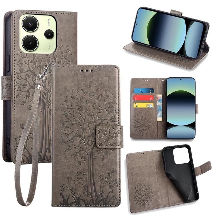 Tree & Deer Embossed Leather Phone Case, For Redmi A7 Pro 171mm / Poco C85x 5G, For Redmi Turbo 5 Max 5G / Poco X8 Pro Max 5G, For Redmi Turbo 5 5G / Poco X8 Pro 5G, For Redmi K90 Pro Max / Poco F8 Ultra, For Redmi Note 15 Pro 4G 163.32mm              ...