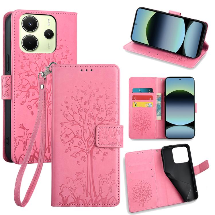Tree & Deer Embossed Leather Phone Case, For Redmi A7 Pro 171mm / Poco C85x 5G, For Redmi Turbo 5 Max 5G / Poco X8 Pro Max 5G, For Redmi Turbo 5 5G / Poco X8 Pro 5G, For Redmi K90 Pro Max / Poco F8 Ultra, For Redmi Note 15 Pro 4G 163.32mm              ...