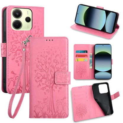 Tree & Deer Embossed Leather Phone Case, For Redmi A7 Pro 171mm / Poco C85x 5G, For Redmi Turbo 5 Max 5G / Poco X8 Pro Max 5G, For Redmi Turbo 5 5G / Poco X8 Pro 5G, For Redmi K90 Pro Max / Poco F8 Ultra, For Redmi Note 15 Pro 4G 163.32mm              ...