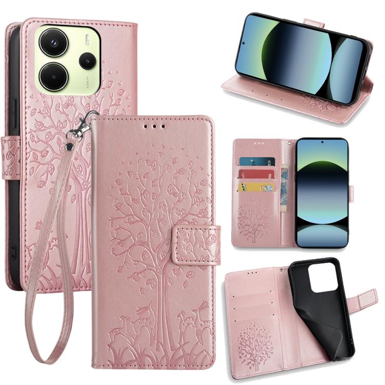 Tree & Deer Embossed Leather Phone Case, For Redmi A7 Pro 171mm / Poco C85x 5G, For Redmi Turbo 5 Max 5G / Poco X8 Pro Max 5G, For Redmi Turbo 5 5G / Poco X8 Pro 5G, For Redmi K90 Pro Max / Poco F8 Ultra, For Redmi Note 15 Pro 4G 163.32mm              ...