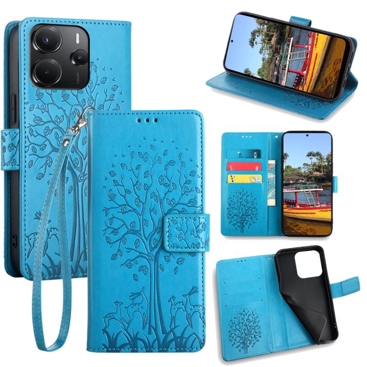Tree & Deer Embossed Leather Phone Case, For Redmi A7 Pro 171mm / Poco C85x 5G, For Redmi Turbo 5 Max 5G / Poco X8 Pro Max 5G, For Redmi Turbo 5 5G / Poco X8 Pro 5G, For Redmi K90 Pro Max / Poco F8 Ultra, For Redmi Note 15 Pro 4G 163.32mm              ...