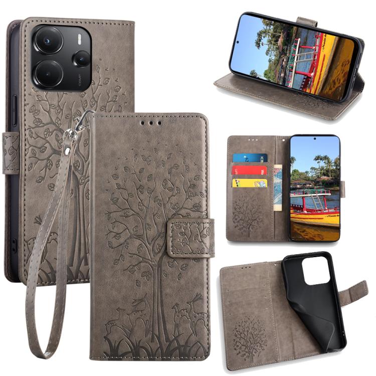 Tree & Deer Embossed Leather Phone Case, For Redmi A7 Pro 171mm / Poco C85x 5G, For Redmi Turbo 5 Max 5G / Poco X8 Pro Max 5G, For Redmi Turbo 5 5G / Poco X8 Pro 5G, For Redmi K90 Pro Max / Poco F8 Ultra, For Redmi Note 15 Pro 4G 163.32mm              ...