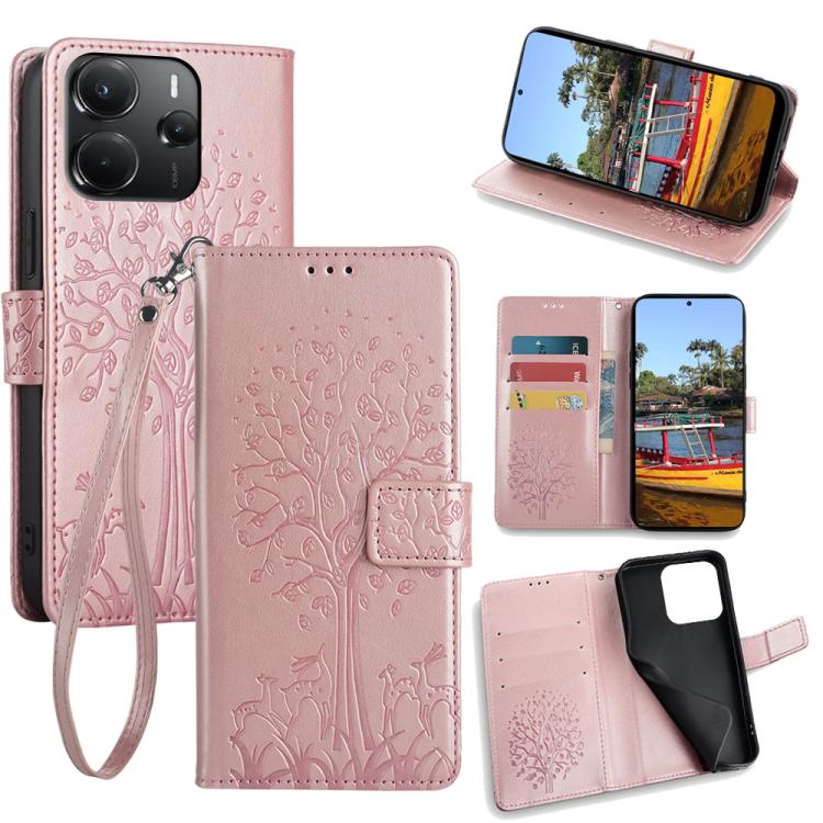 Tree & Deer Embossed Leather Phone Case, For Redmi A7 Pro 171mm / Poco C85x 5G, For Redmi Turbo 5 Max 5G / Poco X8 Pro Max 5G, For Redmi Turbo 5 5G / Poco X8 Pro 5G, For Redmi K90 Pro Max / Poco F8 Ultra, For Redmi Note 15 Pro 4G 163.32mm              ...