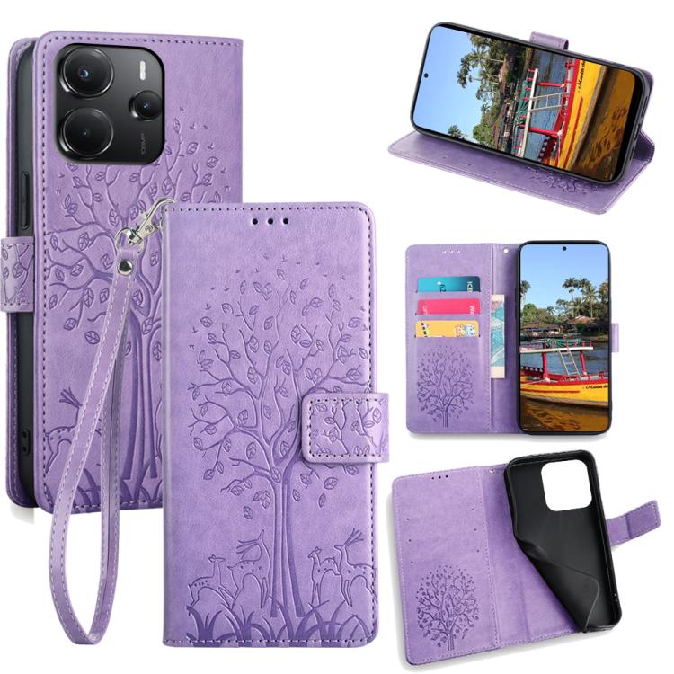 Tree & Deer Embossed Leather Phone Case, For Redmi A7 Pro 171mm / Poco C85x 5G, For Redmi Turbo 5 Max 5G / Poco X8 Pro Max 5G, For Redmi Turbo 5 5G / Poco X8 Pro 5G, For Redmi K90 Pro Max / Poco F8 Ultra, For Redmi Note 15 Pro 4G 163.32mm              ...