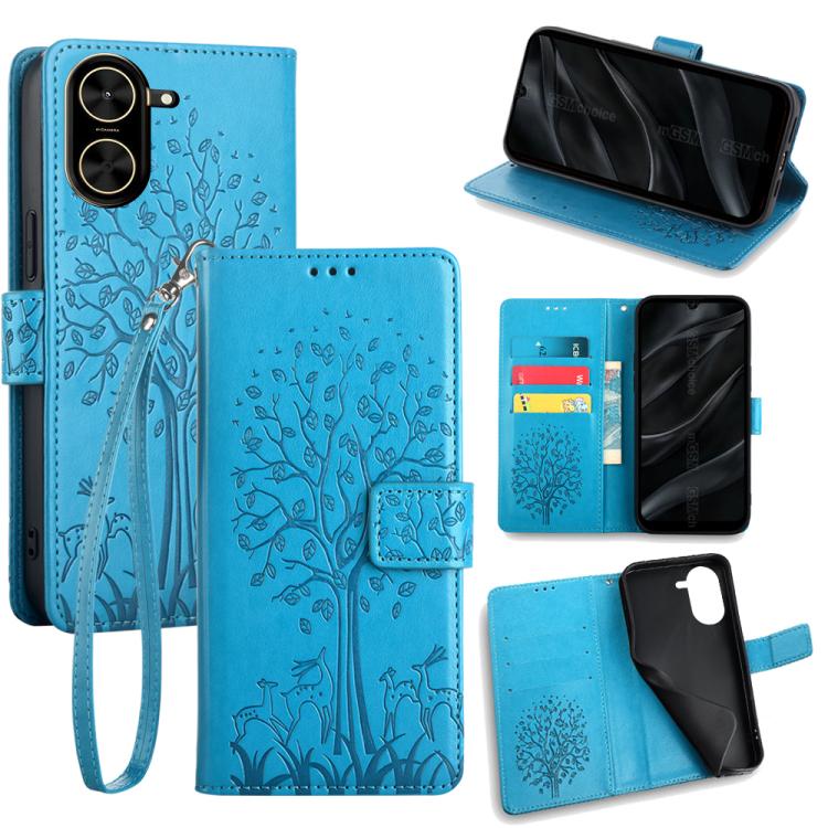 Tree & Deer Embossed Leather Phone Case, For Redmi A7 Pro 171mm / Poco C85x 5G, For Redmi Turbo 5 Max 5G / Poco X8 Pro Max 5G, For Redmi Turbo 5 5G / Poco X8 Pro 5G, For Redmi K90 Pro Max / Poco F8 Ultra, For Redmi Note 15 Pro 4G 163.32mm              ...