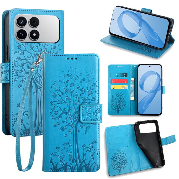 Tree & Deer Embossed Leather Phone Case, For Redmi A7 Pro 171mm / Poco C85x 5G, For Redmi Turbo 5 Max 5G / Poco X8 Pro Max 5G, For Redmi Turbo 5 5G / Poco X8 Pro 5G, For Redmi K90 Pro Max / Poco F8 Ultra, For Redmi Note 15 Pro 4G 163.32mm              ...
