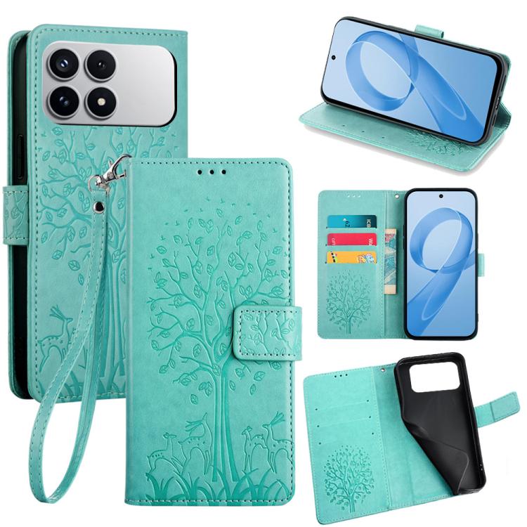 Tree & Deer Embossed Leather Phone Case, For Redmi A7 Pro 171mm / Poco C85x 5G, For Redmi Turbo 5 Max 5G / Poco X8 Pro Max 5G, For Redmi Turbo 5 5G / Poco X8 Pro 5G, For Redmi K90 Pro Max / Poco F8 Ultra, For Redmi Note 15 Pro 4G 163.32mm              ...