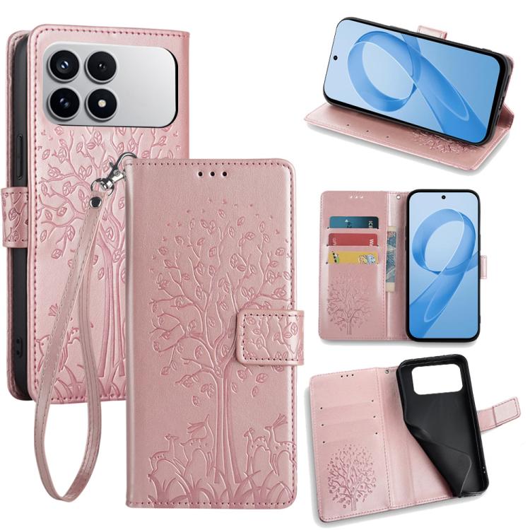 Tree & Deer Embossed Leather Phone Case, For Redmi A7 Pro 171mm / Poco C85x 5G, For Redmi Turbo 5 Max 5G / Poco X8 Pro Max 5G, For Redmi Turbo 5 5G / Poco X8 Pro 5G, For Redmi K90 Pro Max / Poco F8 Ultra, For Redmi Note 15 Pro 4G 163.32mm              ...