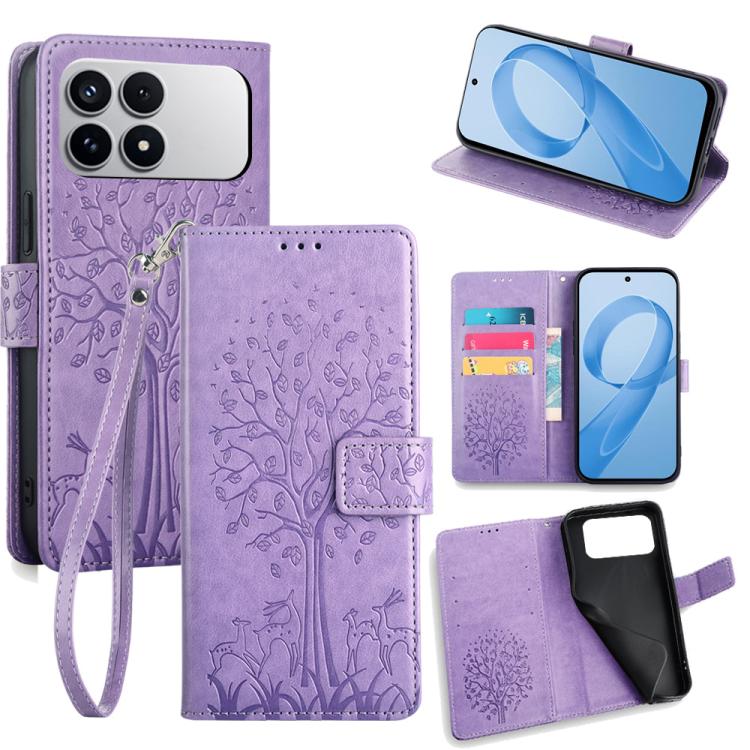 Tree & Deer Embossed Leather Phone Case, For Redmi A7 Pro 171mm / Poco C85x 5G, For Redmi Turbo 5 Max 5G / Poco X8 Pro Max 5G, For Redmi Turbo 5 5G / Poco X8 Pro 5G, For Redmi K90 Pro Max / Poco F8 Ultra, For Redmi Note 15 Pro 4G 163.32mm              ...