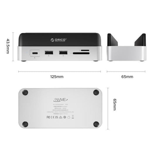 حامل تخزين مكتبي صغير متعدد الوظائف ORICO VSP10 Mini Dock لأجهزة Mac Mini 2024، بسعات 512 جيجابايت، 1 تيرابايت، 2 تيرابايت، و4 تيرابايت