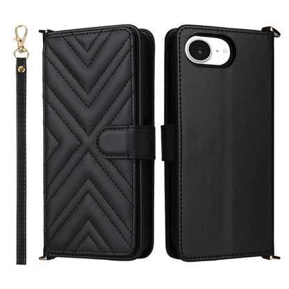 Multifunctional 6-Card Slots Leather Phone Case with Wrist Strap, For iPhone 17e / 16e, For iPhone 17 Pro Max, For iPhone 17 Pro, For iPhone Air, For iPhone 16 Pro Max, For iPhone 16 Pro