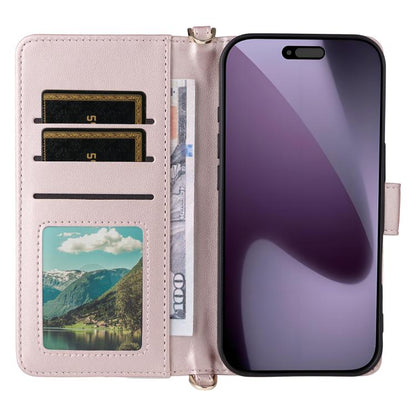 Multifunctional 6-Card Slots Leather Phone Case with Wrist Strap, For iPhone 18 Pro / 17 Pro, For iPhone 18 Pro Max / 17 Pro Max, For iPhone 17e / 16e, For iPhone Air, For iPhone 16 Pro Max, For iPhone 16 Pro