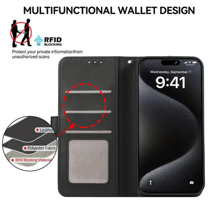 ABEEL Delicate Texture Splicing RFID Leather Phone Case, For Redmi Note 14s, For Redmi Note 14 4G 164.84mm, For Redmi Turbo 4 Pro