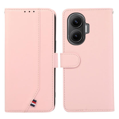 ABEEL Delicate Texture Splicing RFID Leather Phone Case, For Redmi Note 14s, For Redmi Note 14 4G 164.84mm, For Redmi Turbo 4 Pro
