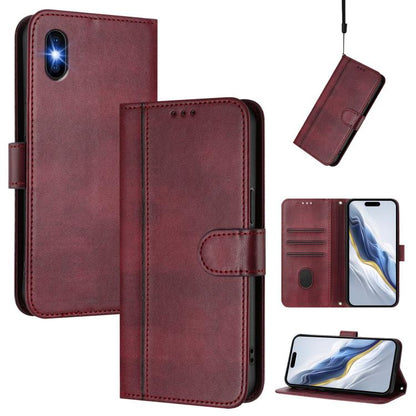 Line Splicing Buckle Retro Leather Phone Case