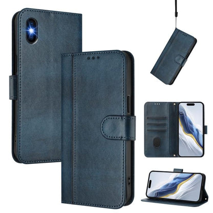 Line Splicing Buckle Retro Leather Phone Case