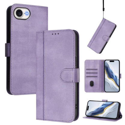 Line Splicing Buckle Retro Leather Phone Case