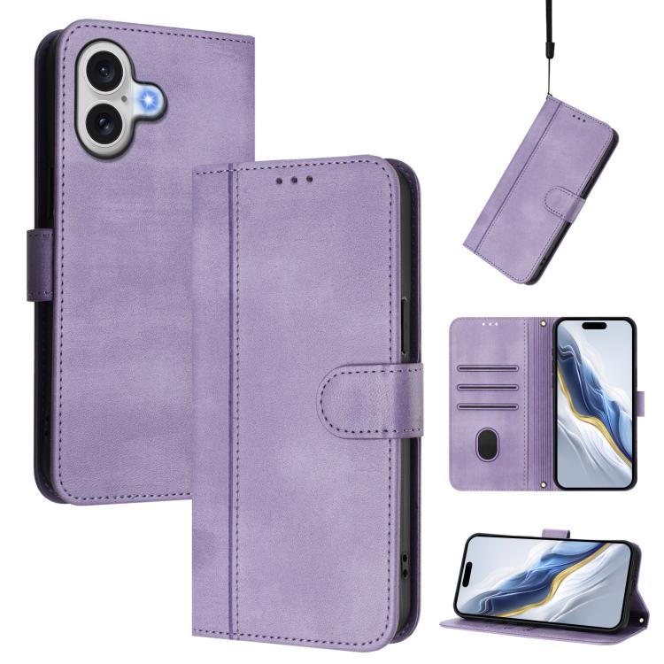 Line Splicing Buckle Retro Leather Phone Case, For iPhone 17e / 16e, For iPhone 17 Pro Max, For iPhone 17 Pro, For iPhone 17, For iPhone Air, For iPhone 16 Pro Max, For iPhone 16 Pro, For iPhone 16 Plus, For iPhone 16, For iPhone 15 Pro Max            ...