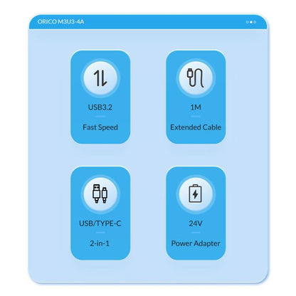 ORICO M3U3-4A 4 in 1 Type-C to USB 3.2 Docking Hub