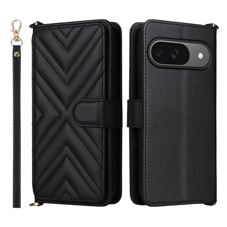 Multifunctional 6-Card Slots Leather Phone Case with Wrist Strap, For Google Pixel 10a, For Google Pixel 10 Pro XL, For Google Pixel 10 / Pixel 10 Pro, For Google Pixel 9 / Pixel 9 Pro