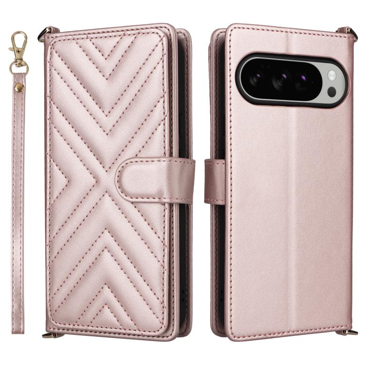 Multifunctional 6-Card Slots Leather Phone Case with Wrist Strap, For Google Pixel 10a, For Google Pixel 10 Pro XL, For Google Pixel 10 / Pixel 10 Pro, For Google Pixel 9 / Pixel 9 Pro