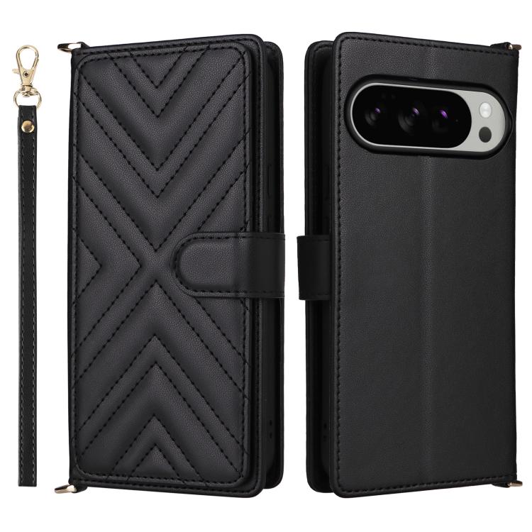 Multifunctional 6-Card Slots Leather Phone Case with Wrist Strap, For Google Pixel 10a, For Google Pixel 10 Pro XL, For Google Pixel 10 / Pixel 10 Pro, For Google Pixel 9 / Pixel 9 Pro