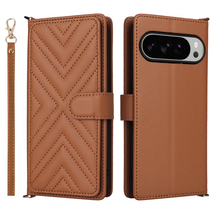 Multifunctional 6-Card Slots Leather Phone Case with Wrist Strap, For Google Pixel 10a, For Google Pixel 10 Pro XL, For Google Pixel 10 / Pixel 10 Pro, For Google Pixel 9 / Pixel 9 Pro