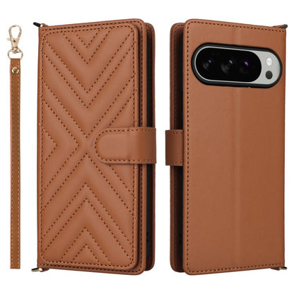 Multifunctional 6-Card Slots Leather Phone Case with Wrist Strap, For Google Pixel 10a, For Google Pixel 10 Pro XL, For Google Pixel 10 / Pixel 10 Pro, For Google Pixel 9 / Pixel 9 Pro