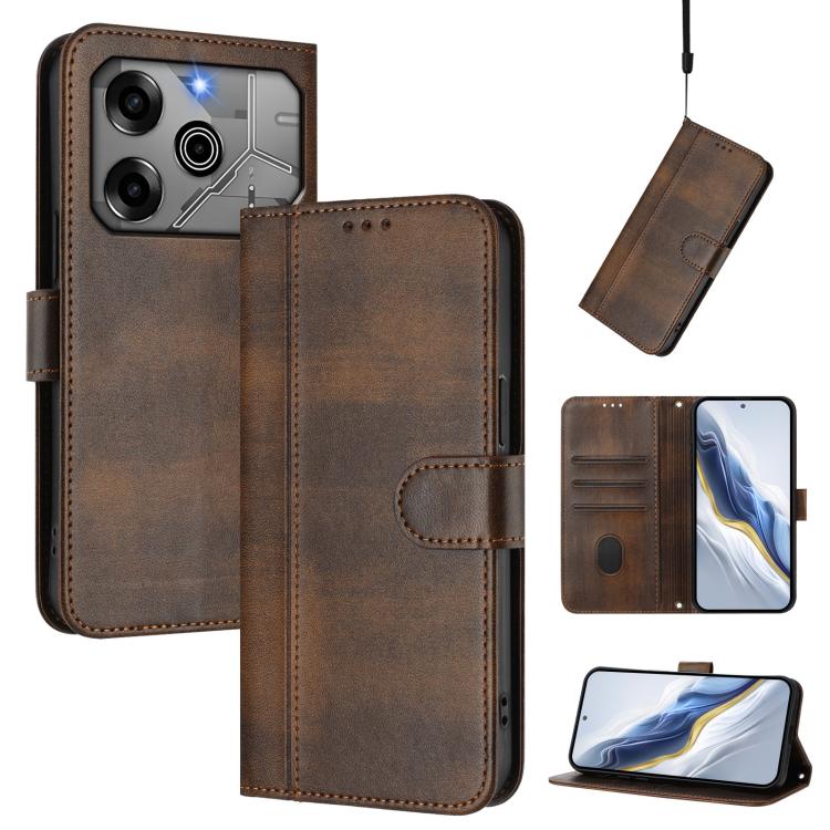 Line Splicing Buckle Retro Leather Phone Case, For Tecno Spark 30 4G, For Tecno Spark Go 5G 2025 / Infinix Hot 60i, For Tecno Spark 30C 4G, For Tecno Spark 20 Pro 5G, For Tecno Pop 6C, For Tecno Spark 10 Pro Magic Magenta, For Tecno Pova 6 4G          ...