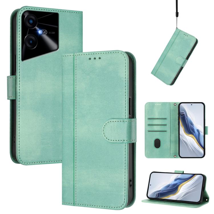 Line Splicing Buckle Retro Leather Phone Case, For Tecno Spark 20 Pro+ 4G, For Tecno Pova 5 Pro 5G, For Tecno Pova Neo 3, For Tecno Pova 5, For Tecno Camon 20 Premier 5G, For Tecno Camon 20 Pro 5G, For Tecno Camon 20 / 20 Pro 4G, For Tecno Spark 10 5G ...