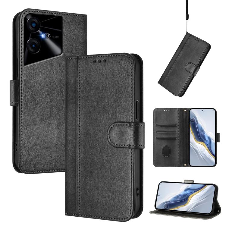 Line Splicing Buckle Retro Leather Phone Case, For Tecno Spark 20 Pro+ 4G, For Tecno Pova 5 Pro 5G, For Tecno Pova Neo 3, For Tecno Pova 5, For Tecno Camon 20 Premier 5G, For Tecno Camon 20 Pro 5G, For Tecno Camon 20 / 20 Pro 4G, For Tecno Spark 10 5G ...