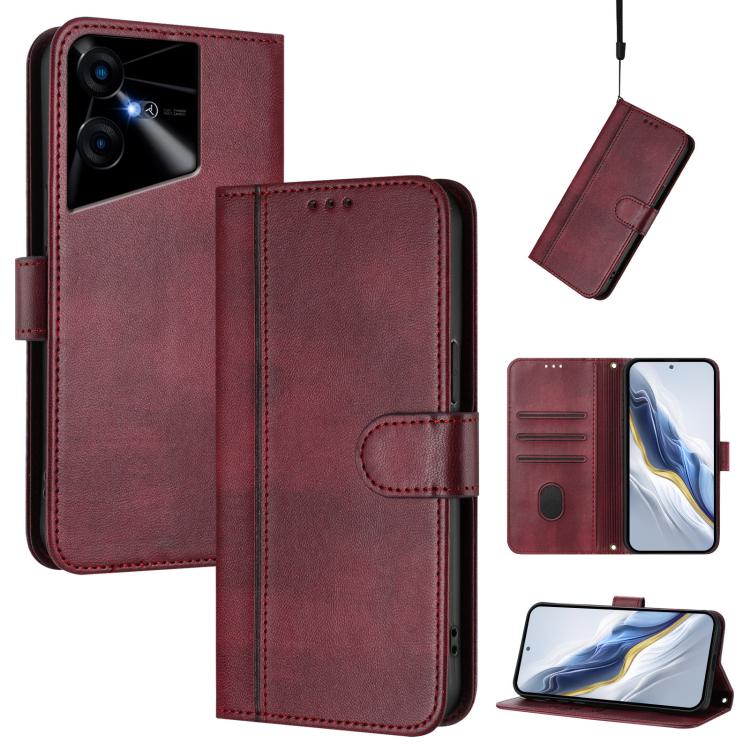 Line Splicing Buckle Retro Leather Phone Case, For Tecno Spark 20 Pro+ 4G, For Tecno Pova 5 Pro 5G, For Tecno Pova Neo 3, For Tecno Pova 5, For Tecno Camon 20 Premier 5G, For Tecno Camon 20 Pro 5G, For Tecno Camon 20 / 20 Pro 4G, For Tecno Spark 10 5G ...