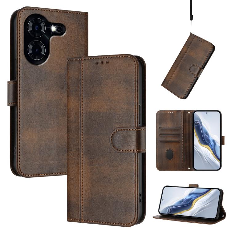 Line Splicing Buckle Retro Leather Phone Case, For Tecno Spark 20 Pro+ 4G, For Tecno Pova 5 Pro 5G, For Tecno Pova Neo 3, For Tecno Pova 5, For Tecno Camon 20 Premier 5G, For Tecno Camon 20 Pro 5G, For Tecno Camon 20 / 20 Pro 4G, For Tecno Spark 10 5G ...