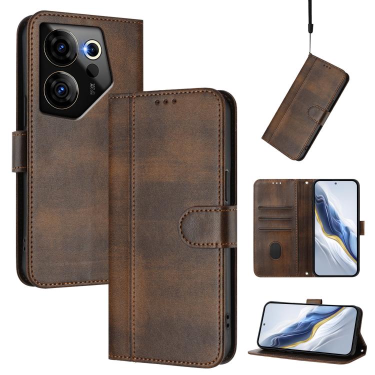 Line Splicing Buckle Retro Leather Phone Case, For Tecno Spark 20 Pro+ 4G, For Tecno Pova 5 Pro 5G, For Tecno Pova Neo 3, For Tecno Pova 5, For Tecno Camon 20 Premier 5G, For Tecno Camon 20 Pro 5G, For Tecno Camon 20 / 20 Pro 4G, For Tecno Spark 10 5G ...