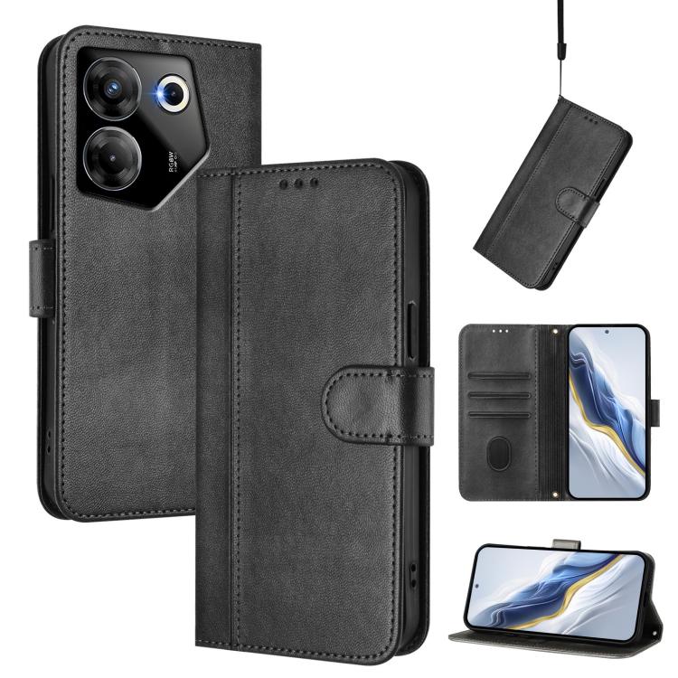 Line Splicing Buckle Retro Leather Phone Case, For Tecno Spark 20 Pro+ 4G, For Tecno Pova 5 Pro 5G, For Tecno Pova Neo 3, For Tecno Pova 5, For Tecno Camon 20 Premier 5G, For Tecno Camon 20 Pro 5G, For Tecno Camon 20 / 20 Pro 4G, For Tecno Spark 10 5G ...