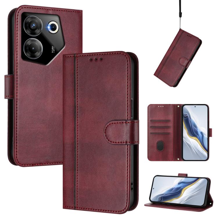 Line Splicing Buckle Retro Leather Phone Case, For Tecno Spark 20 Pro+ 4G, For Tecno Pova 5 Pro 5G, For Tecno Pova Neo 3, For Tecno Pova 5, For Tecno Camon 20 Premier 5G, For Tecno Camon 20 Pro 5G, For Tecno Camon 20 / 20 Pro 4G, For Tecno Spark 10 5G ...
