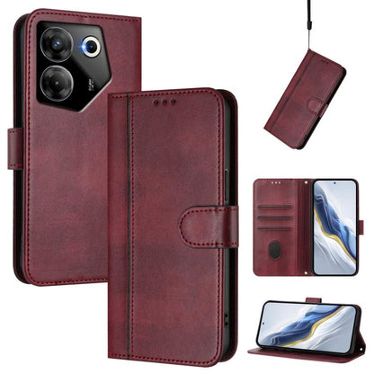 Line Splicing Buckle Retro Leather Phone Case, For Tecno Spark 20 Pro+ 4G, For Tecno Pova 5 Pro 5G, For Tecno Pova Neo 3, For Tecno Pova 5, For Tecno Camon 20 Premier 5G, For Tecno Camon 20 Pro 5G, For Tecno Camon 20 / 20 Pro 4G, For Tecno Spark 10 5G ...