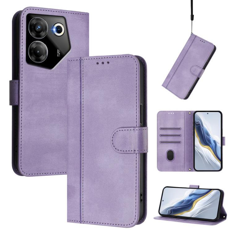 Line Splicing Buckle Retro Leather Phone Case, For Tecno Spark 20 Pro+ 4G, For Tecno Pova 5 Pro 5G, For Tecno Pova Neo 3, For Tecno Pova 5, For Tecno Camon 20 Premier 5G, For Tecno Camon 20 Pro 5G, For Tecno Camon 20 / 20 Pro 4G, For Tecno Spark 10 5G ...