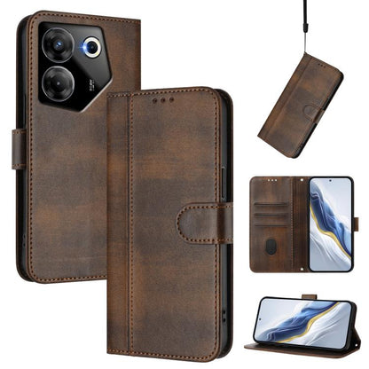 Line Splicing Buckle Retro Leather Phone Case, For Tecno Spark 20 Pro+ 4G, For Tecno Pova 5 Pro 5G, For Tecno Pova Neo 3, For Tecno Pova 5, For Tecno Camon 20 Premier 5G, For Tecno Camon 20 Pro 5G, For Tecno Camon 20 / 20 Pro 4G, For Tecno Spark 10 5G ...