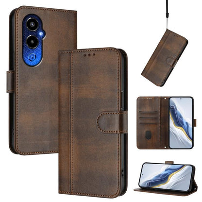 Line Splicing Buckle Retro Leather Phone Case, For Tecno Spark 20 Pro+ 4G, For Tecno Pova 5 Pro 5G, For Tecno Pova Neo 3, For Tecno Pova 5, For Tecno Camon 20 Premier 5G, For Tecno Camon 20 Pro 5G, For Tecno Camon 20 / 20 Pro 4G, For Tecno Spark 10 5G ...
