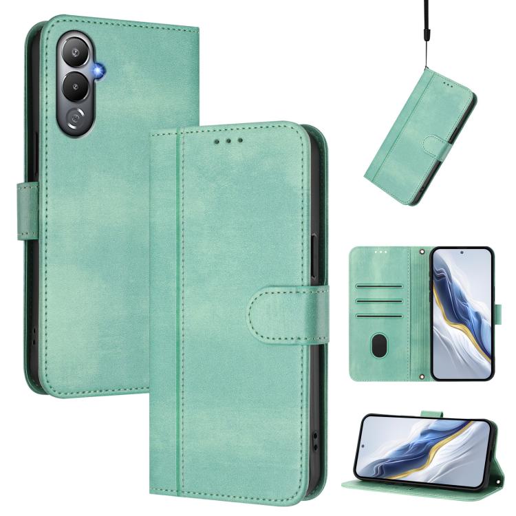 Line Splicing Buckle Retro Leather Phone Case, For Tecno Pova 4, For Tecno Pova Neo 2, For Tecno Spark Go 2022 / 8C / 9, For Tecno Spark 9 Pro / 9T, For Tecno Pova 3, For Tecno Pop 5, For Tecno Spark 7P, For Tecno Spark 7 / 7T