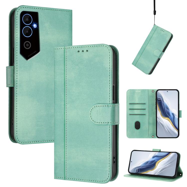 Line Splicing Buckle Retro Leather Phone Case, For Tecno Pova 4, For Tecno Pova Neo 2, For Tecno Spark Go 2022 / 8C / 9, For Tecno Spark 9 Pro / 9T, For Tecno Pova 3, For Tecno Pop 5, For Tecno Spark 7P, For Tecno Spark 7 / 7T