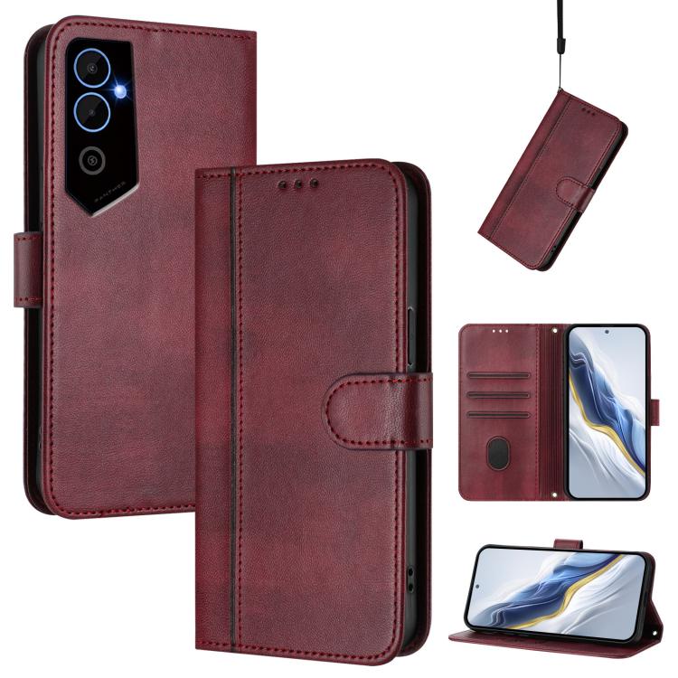 Line Splicing Buckle Retro Leather Phone Case, For Tecno Pova 4, For Tecno Pova Neo 2, For Tecno Spark Go 2022 / 8C / 9, For Tecno Spark 9 Pro / 9T, For Tecno Pova 3, For Tecno Pop 5, For Tecno Spark 7P, For Tecno Spark 7 / 7T